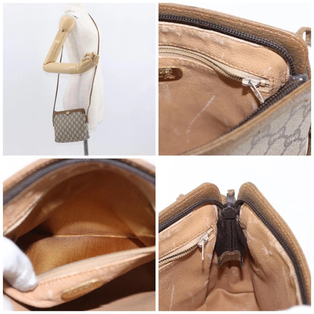 GUCCI GG Plus Supreme Shoulder Bag PVC Leather Beige Gold Auth 156788 - Picture 16 of 16